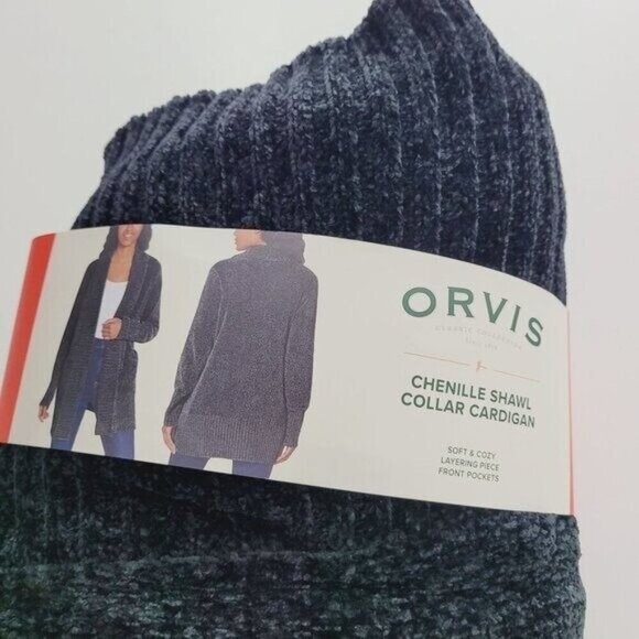 NEW Orvis Womens XS Open Front Cardigan Sweater Charcoal Black Ribbed H411 - Picture 7 of 9